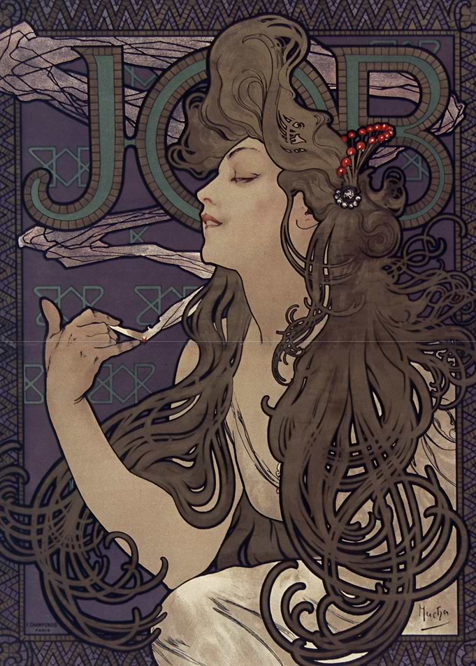 Art Nouveau Woman with Cigarette