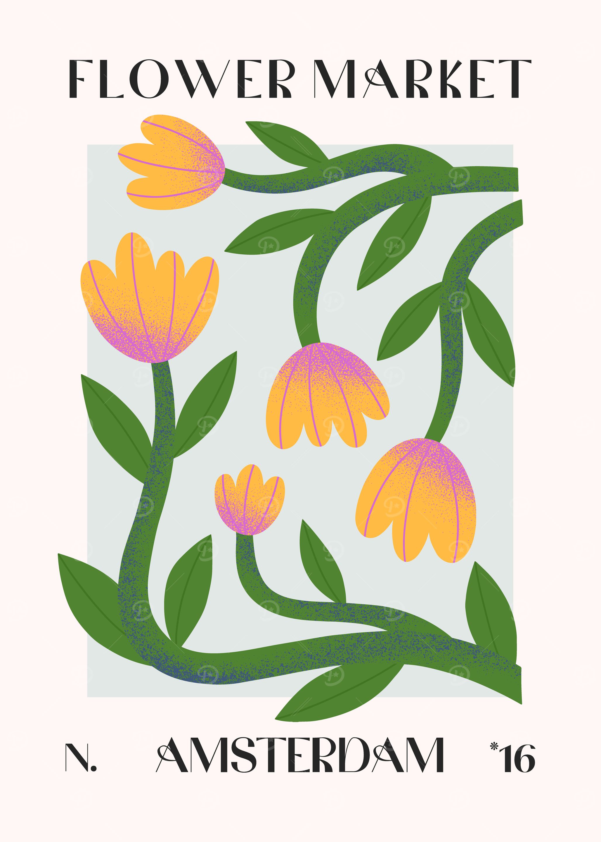 Amsterdam Flower Market Poster