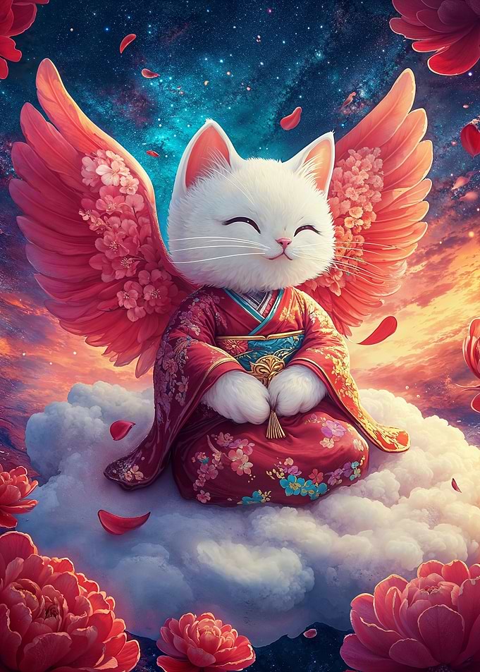 Angelic Cat in Kimono