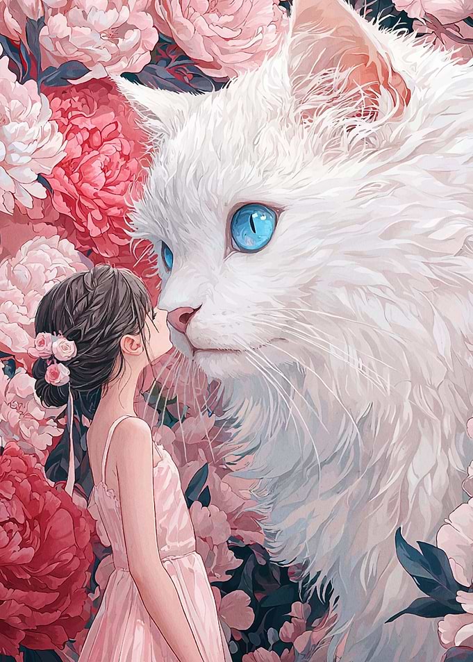 Girl and Giant Cat