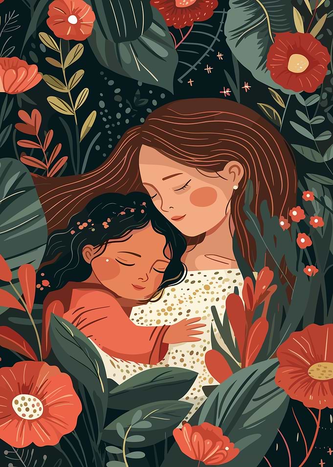 Mother and Daughter Embrace