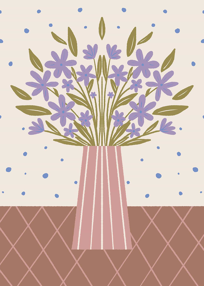 Purple Flowers in Vase