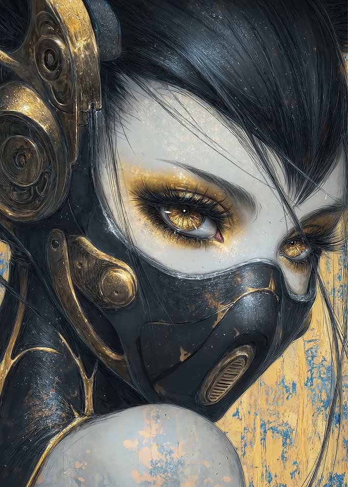 Cyberpunk Girl with Golden Eyes