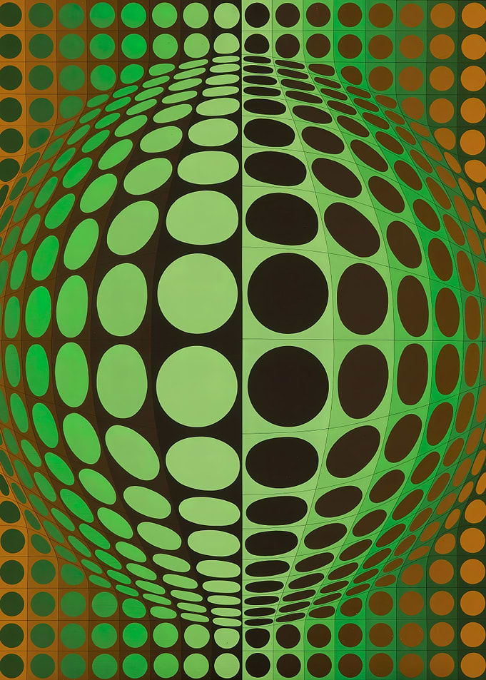 Victor Vasarely Green and Brown Op Art