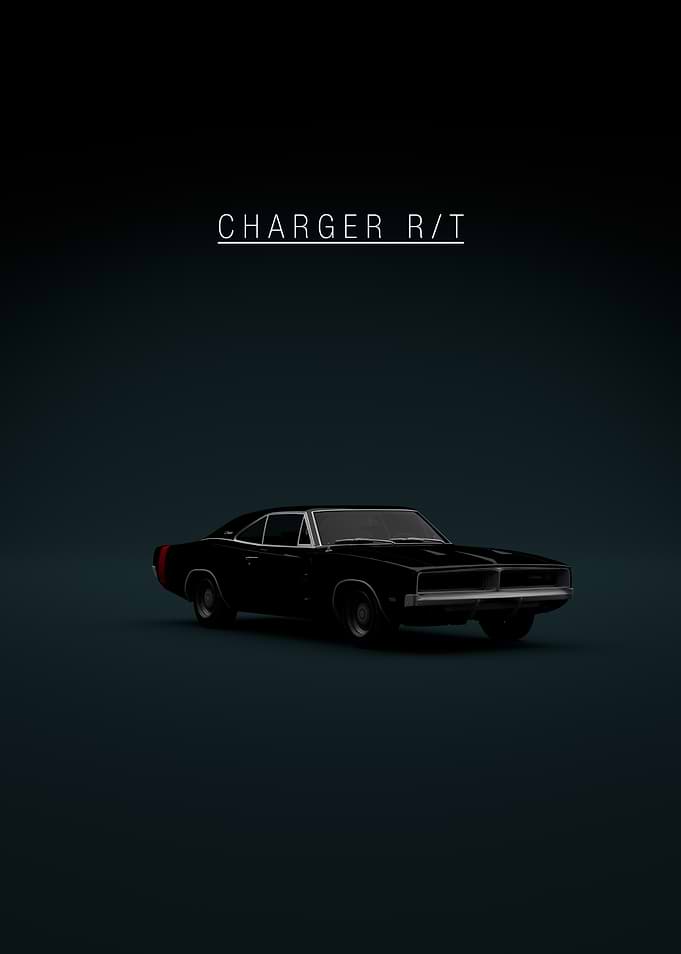 Charger RT 1969 - Black Front - Green Bkg