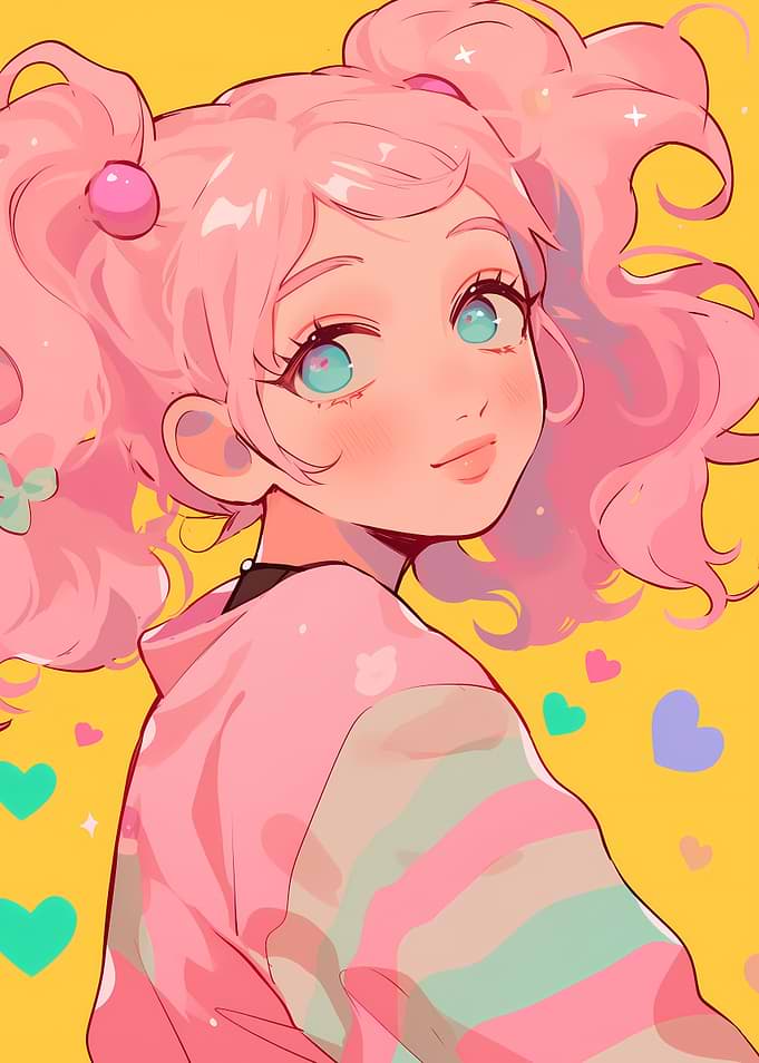 Anime Girl with Pink Hair