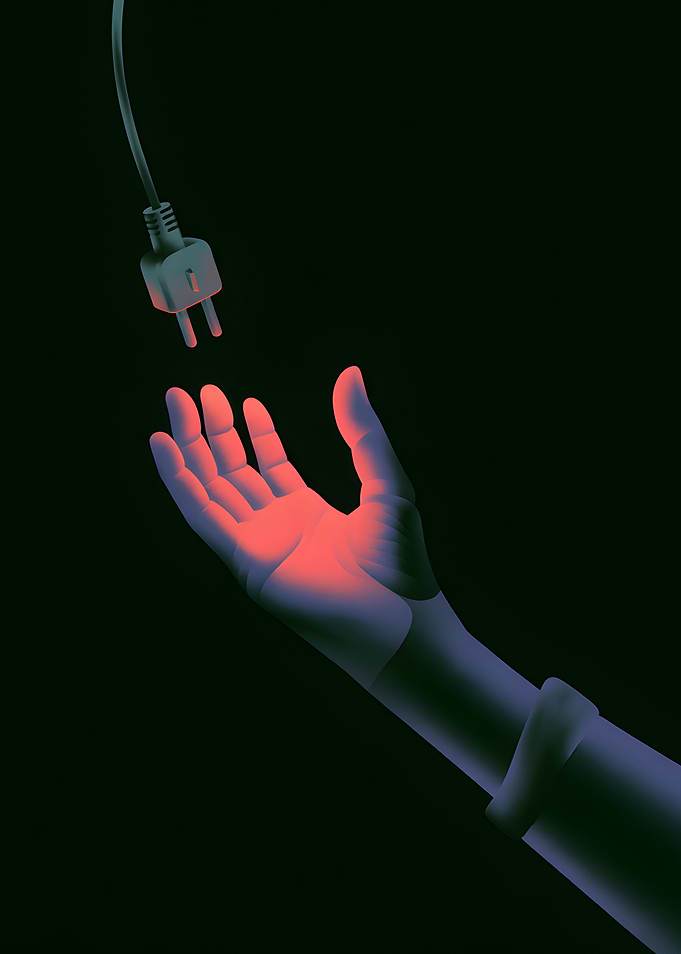Hand Reaching for Plug