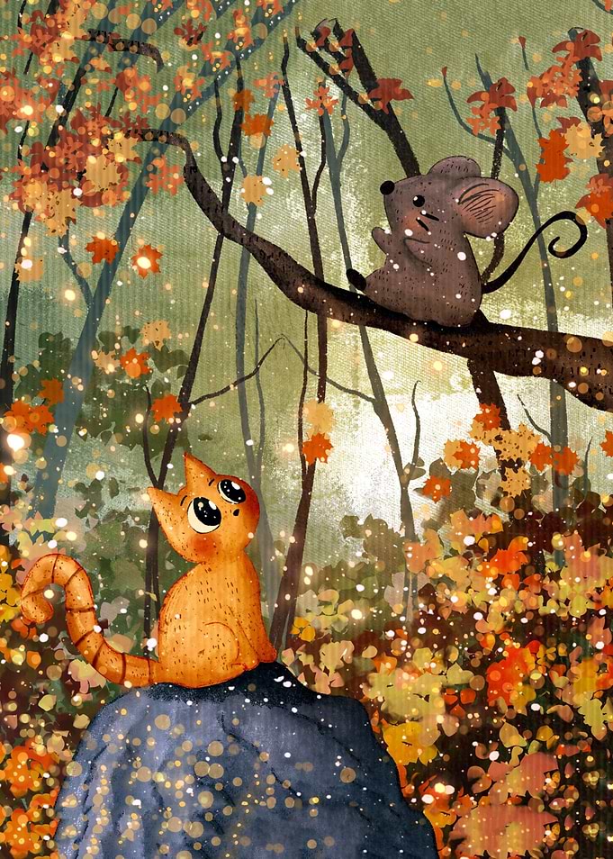 Cat and Mouse in Autumn