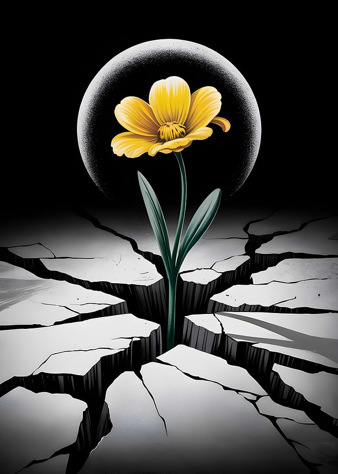 Flower Through Crack
