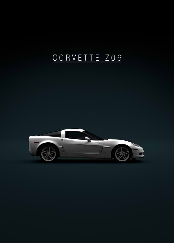 Corvette C6 Z06 White - Green Bkg