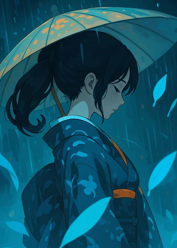 Anime Girl in Rain
