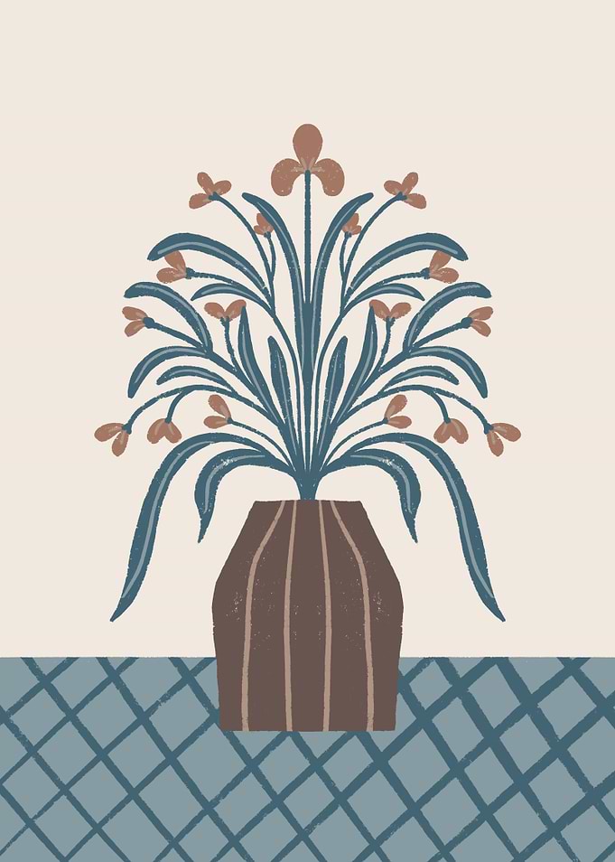Earthy Modern Vase with Florals