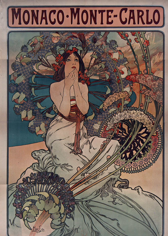 Monaco Monte Carlo Art Nouveau Poster