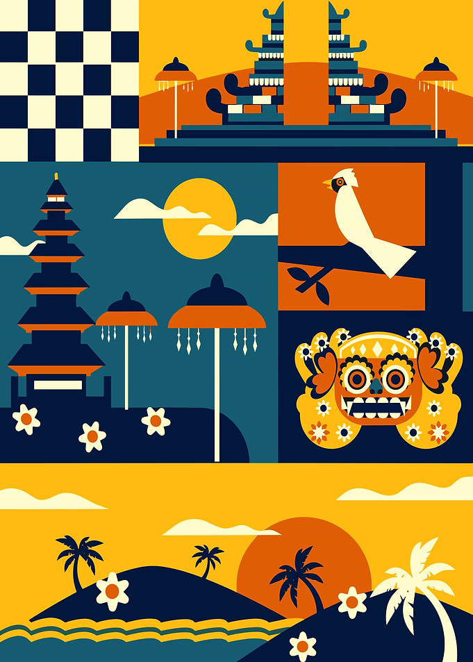 Bali Temple Illustration