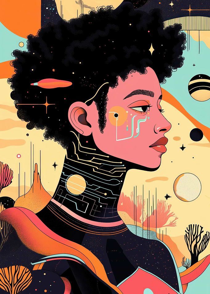 Digital youth beneath twin suns