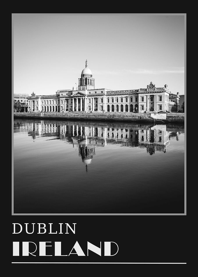 Dublin, Ireland Cityscape Photo Travel Poster