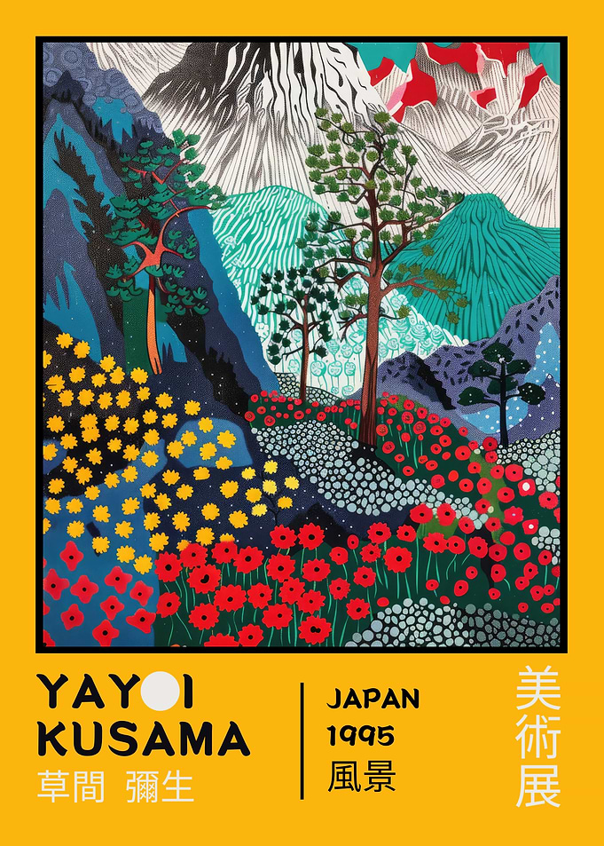 Yayoi Kusama Mountain Landscape Exhibition Poster
