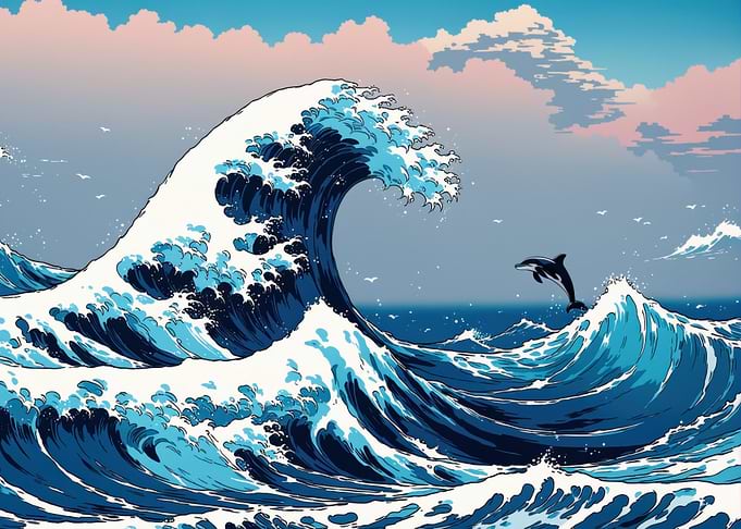 Dolphin Leaping Wave