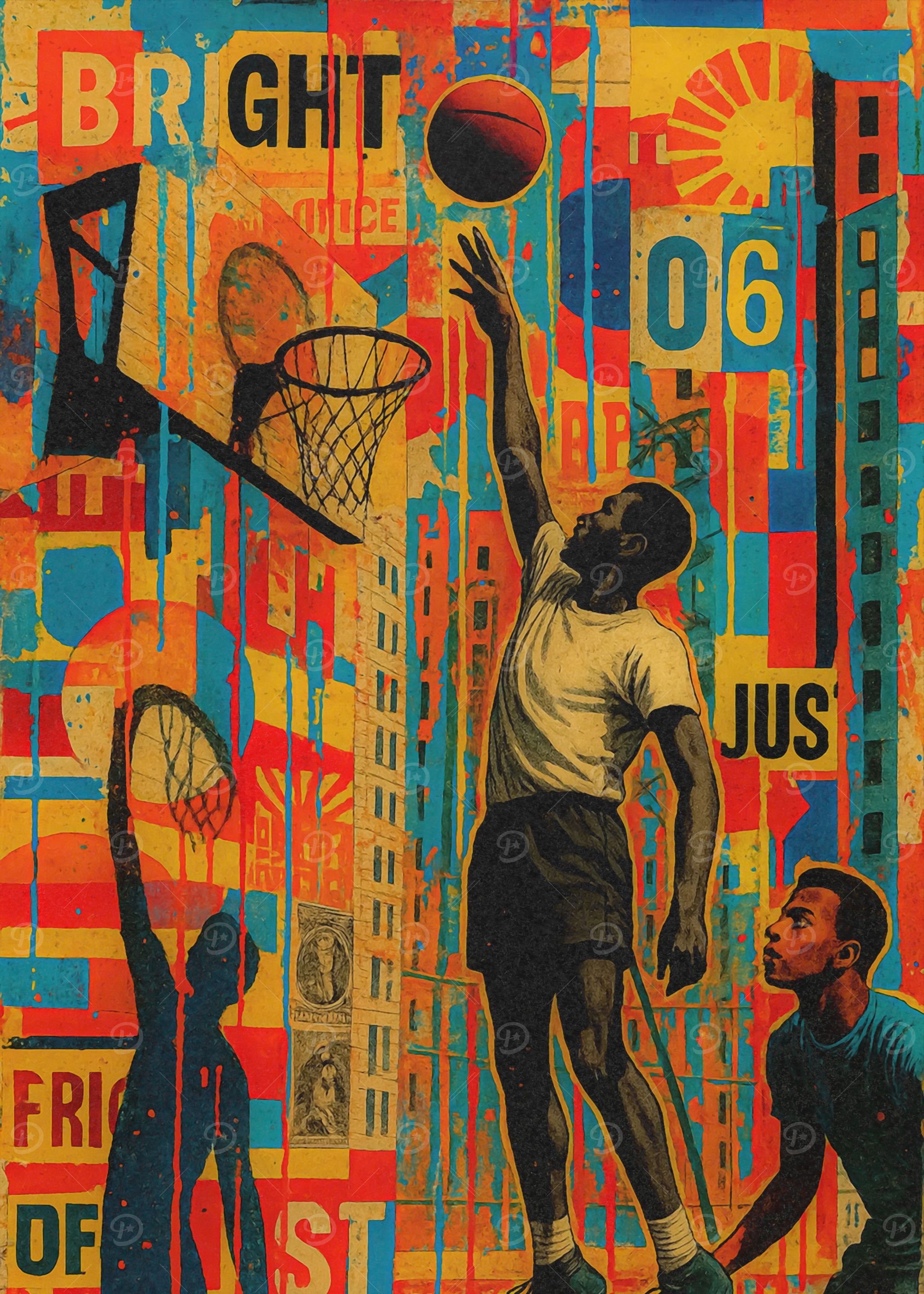 Basketball Collage Art