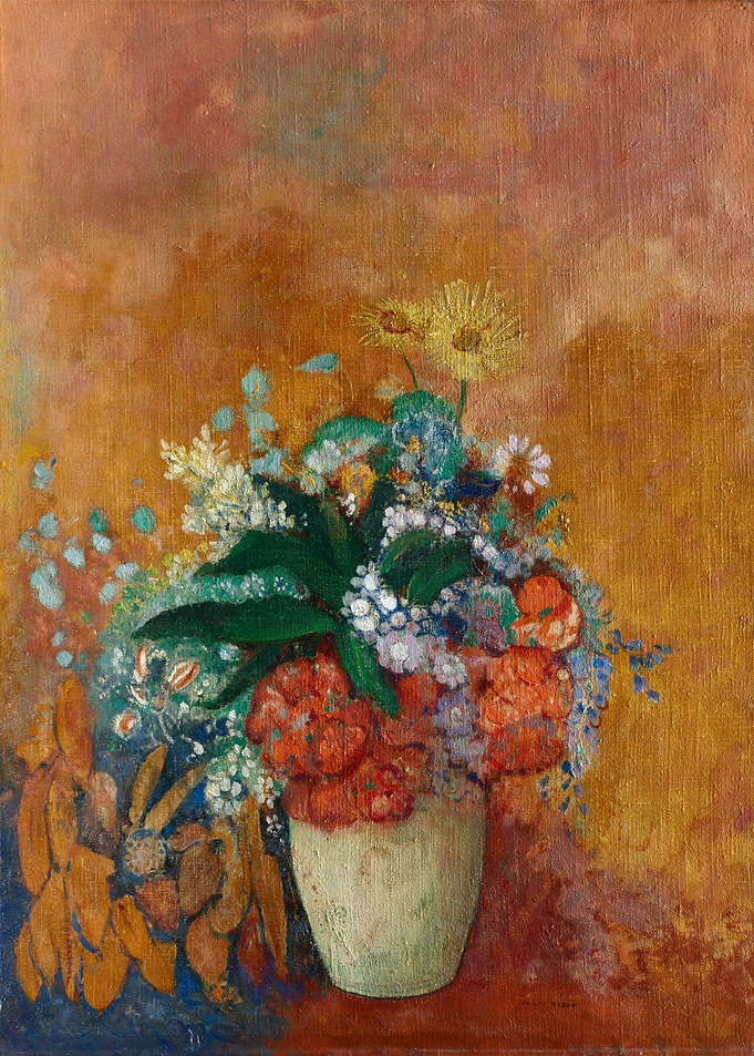 Vase of Flowers Still Life Painting by Odilon Redon
