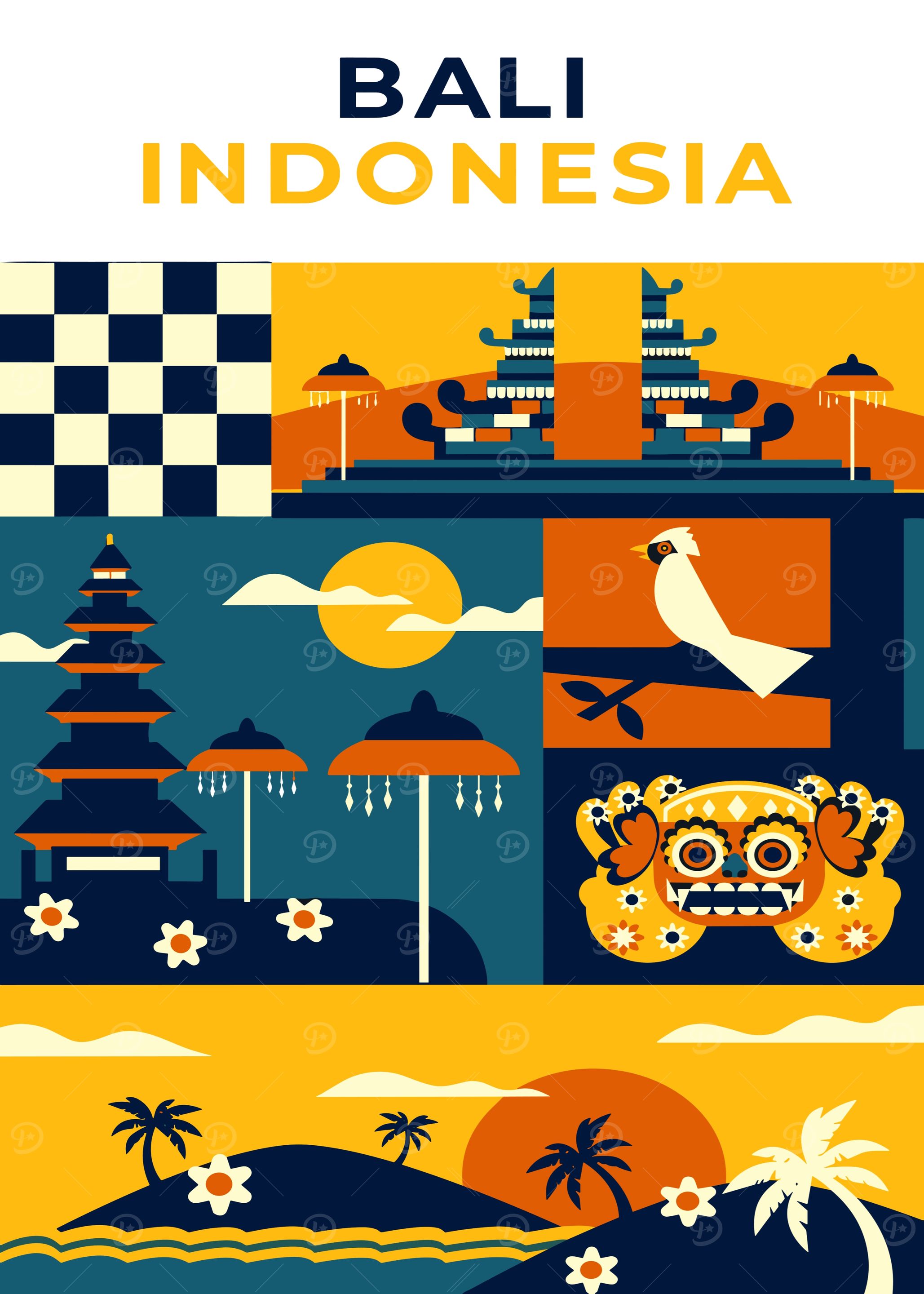 Bali Indonesia Travel Poster