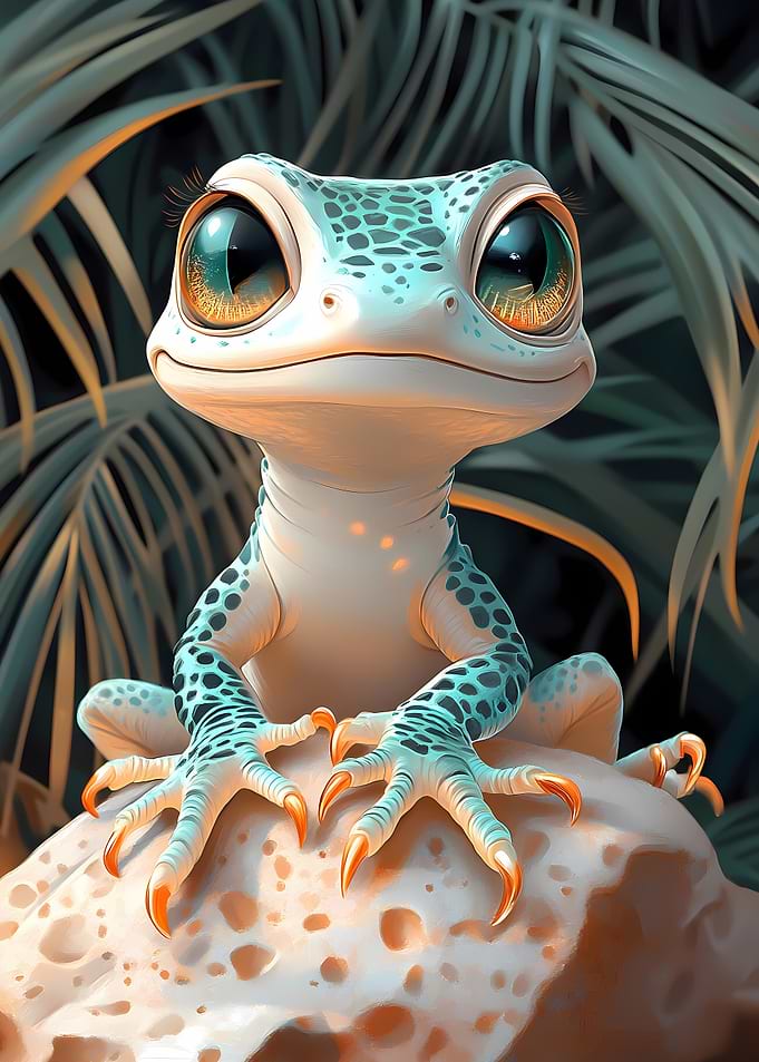 Cute Cartoon Gecko Animal