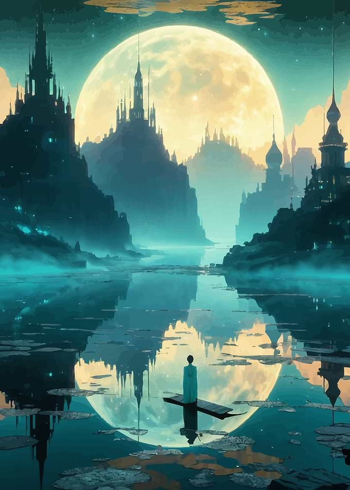Moonlit Fantasy Cityscape