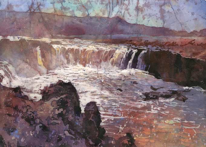 Waterfall Landscape Painting- Iceland