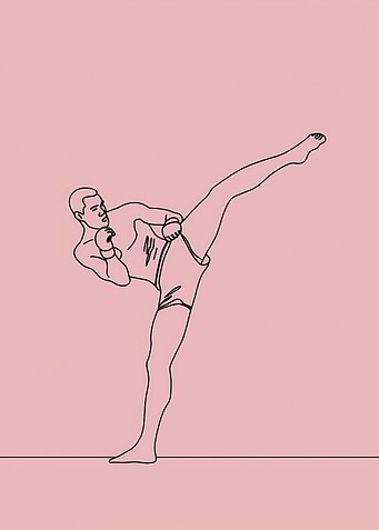 Kickboxer Minimalist Line Art