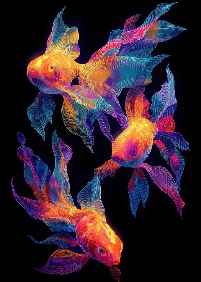 Neon Goldfish Art