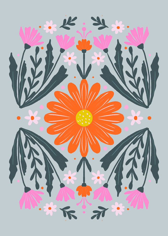 Orange flowers and pink buds