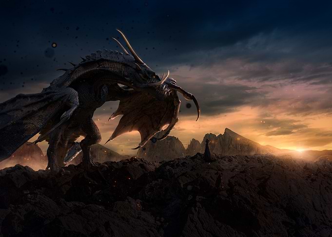 Dragon and Figure
