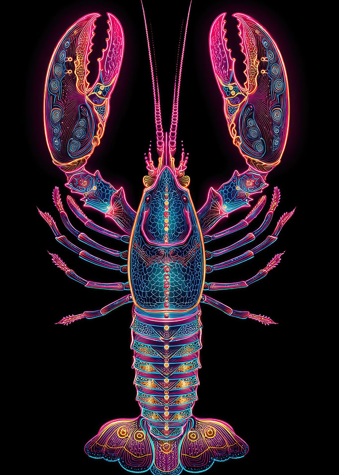 Neon Lobster Art