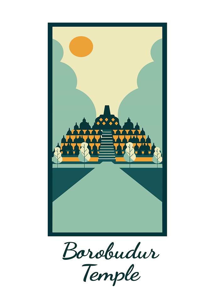 Borobudur Temple Illustration