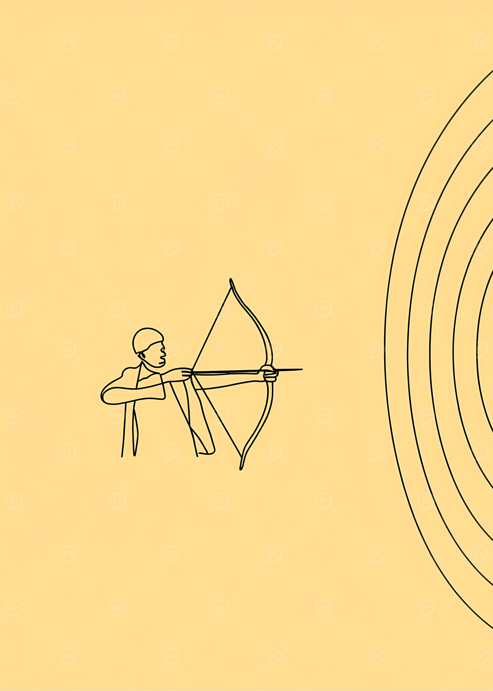 Archer Aiming at Target Minimalist Line Art