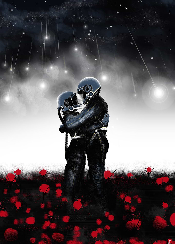 Space Couple Embrace