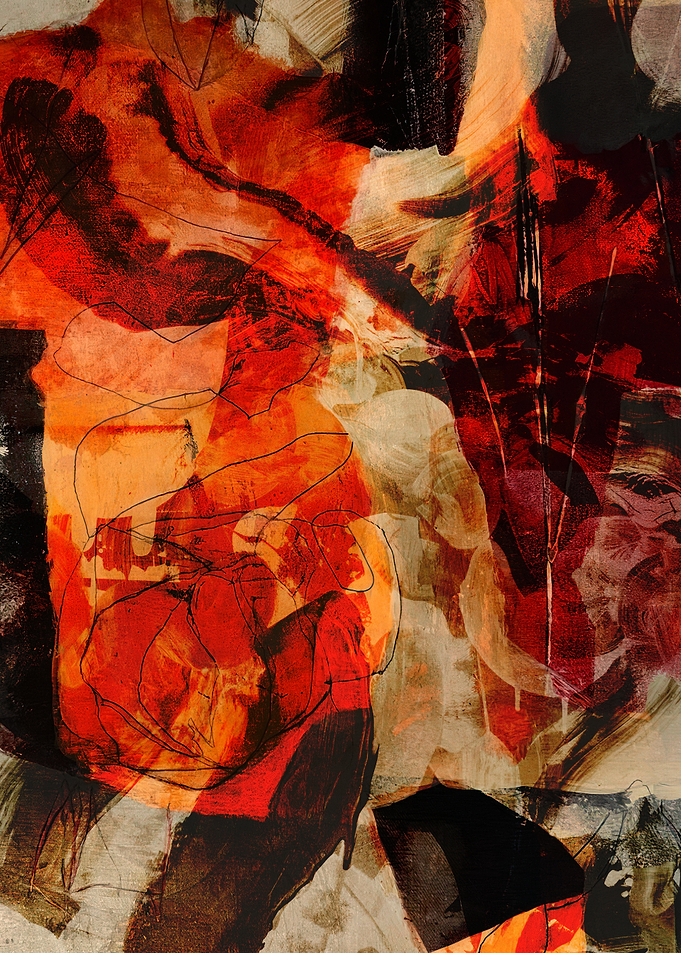 Abstract Red and Black Painting