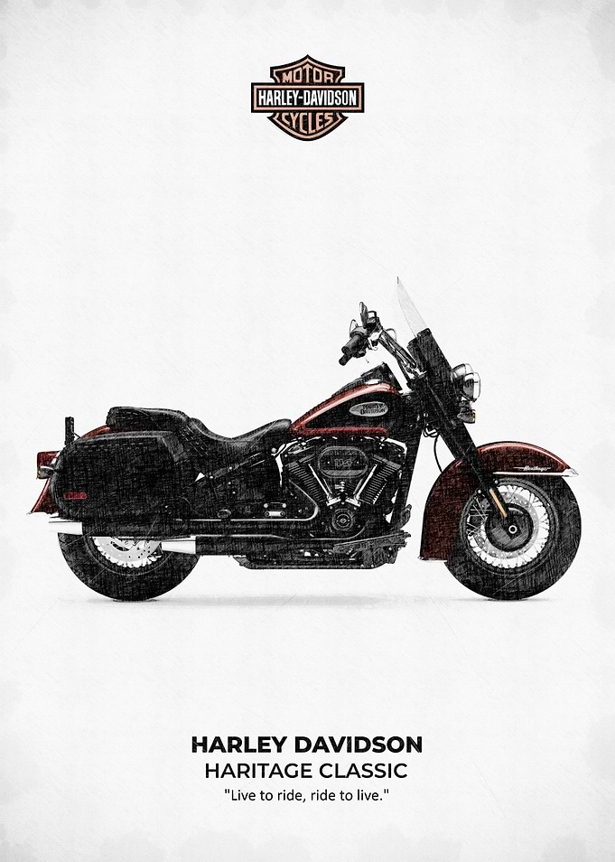 Harley Davidson Heritage Classic sketch style