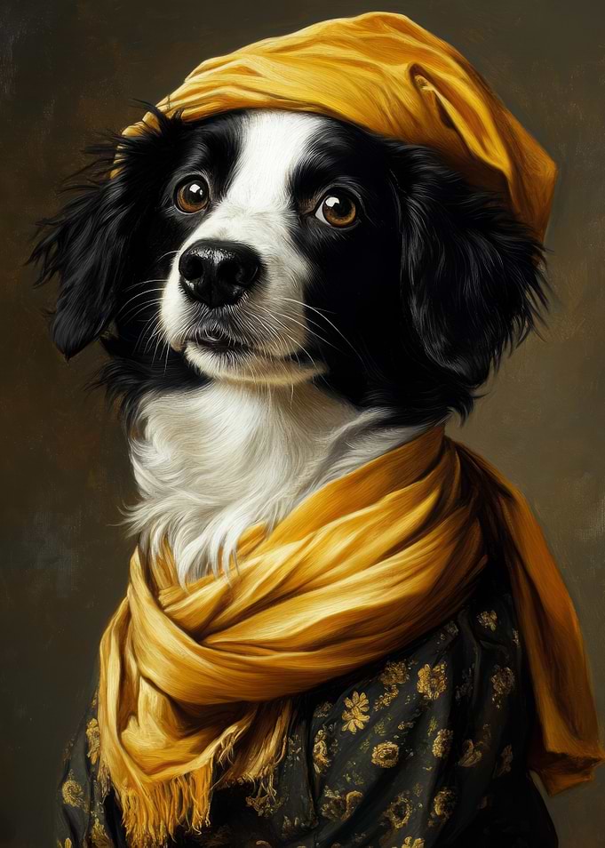 Dog in a Yellow Scarf