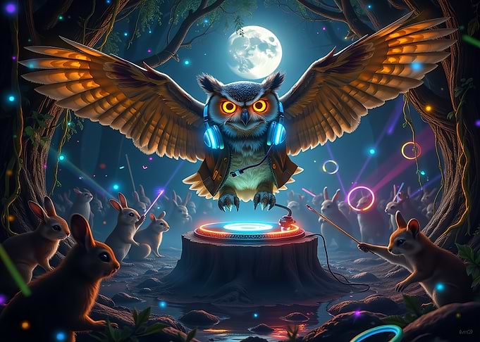 Owl DJ in the Woods