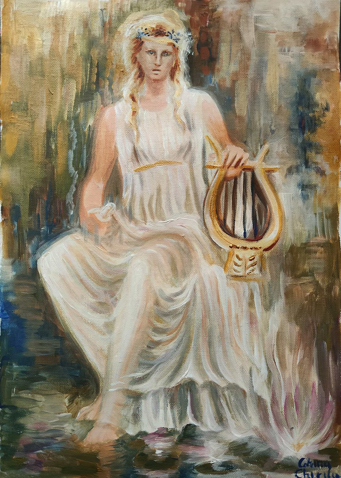 Sappho and her lydian lyre