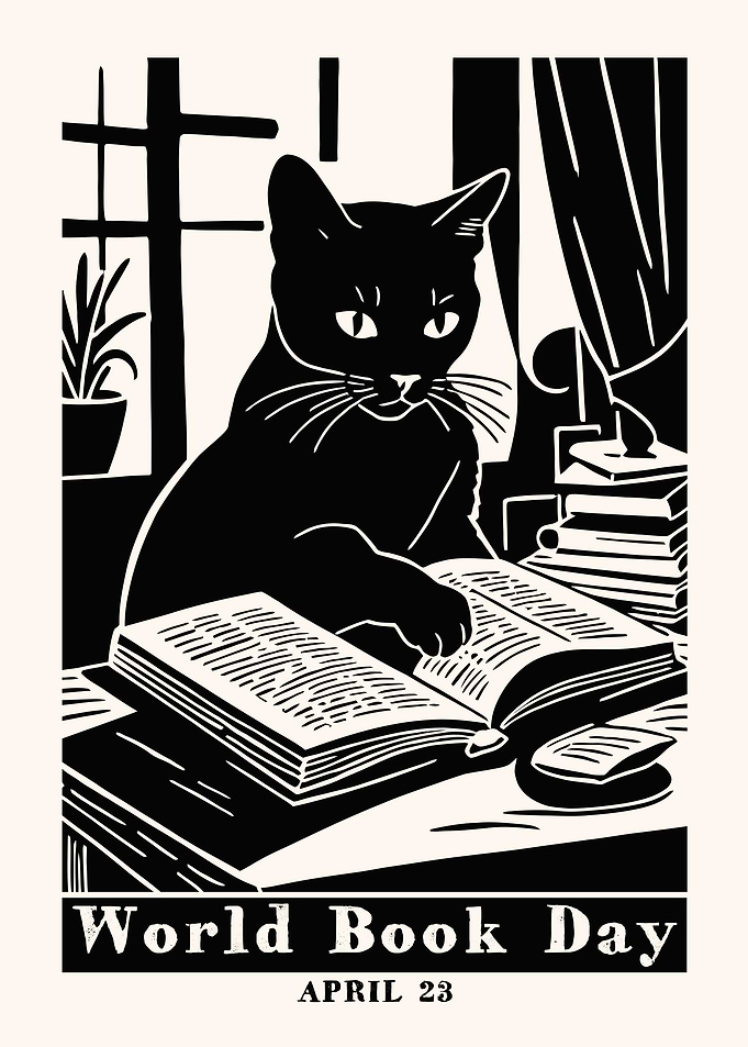 Cat Reading Book World Book Day
