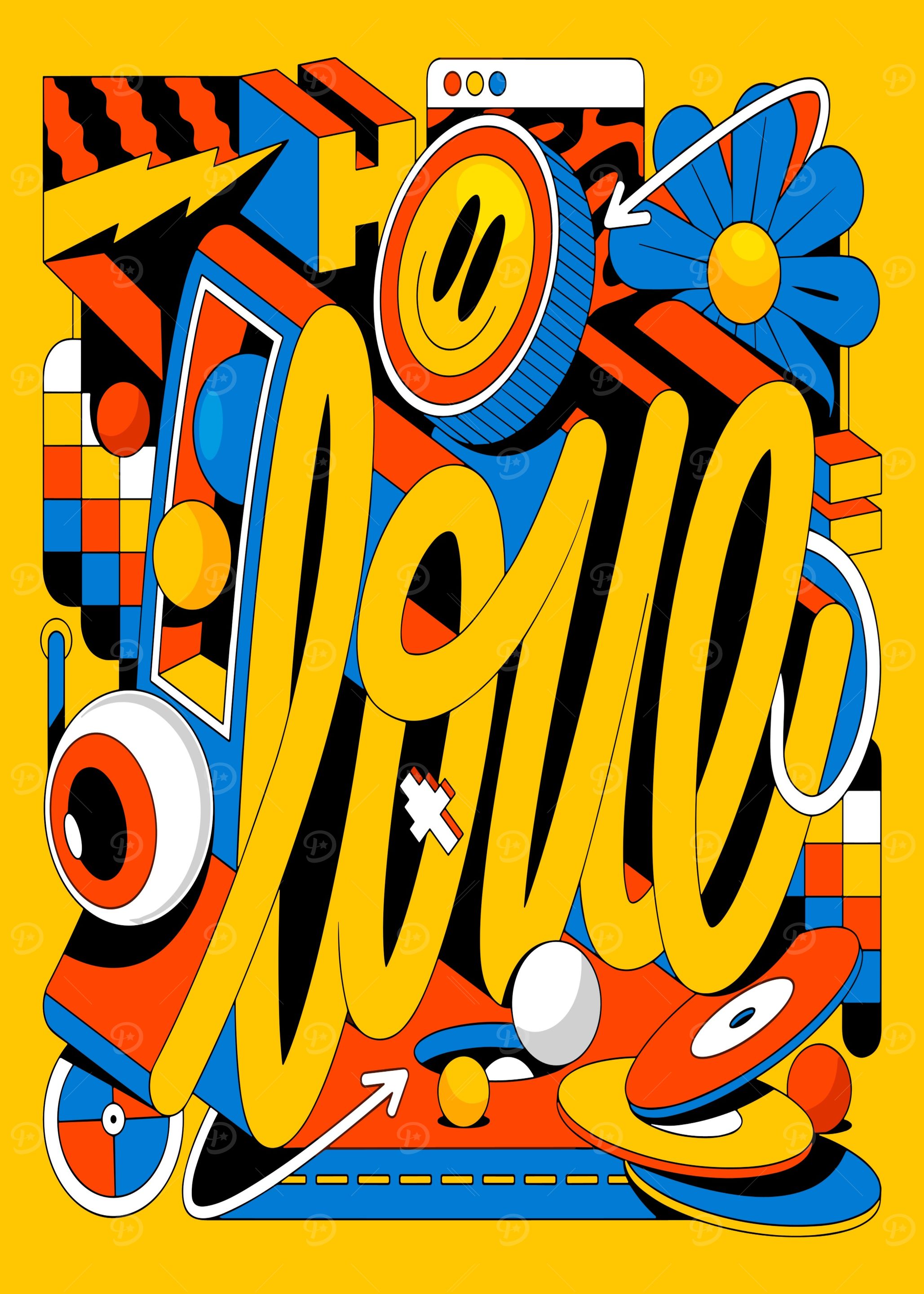 Groovy Yellow Art Print