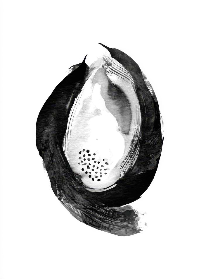 Abstract Black and White Ink Painting