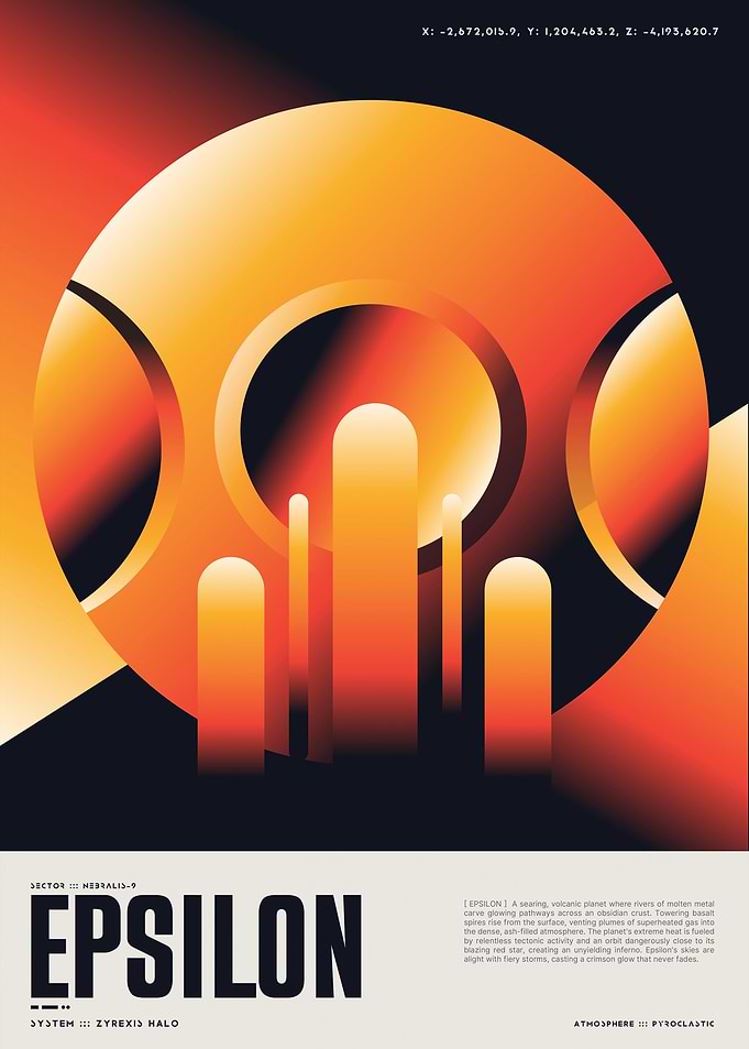 [ EPSILON ] Space Planet Graphic Poster