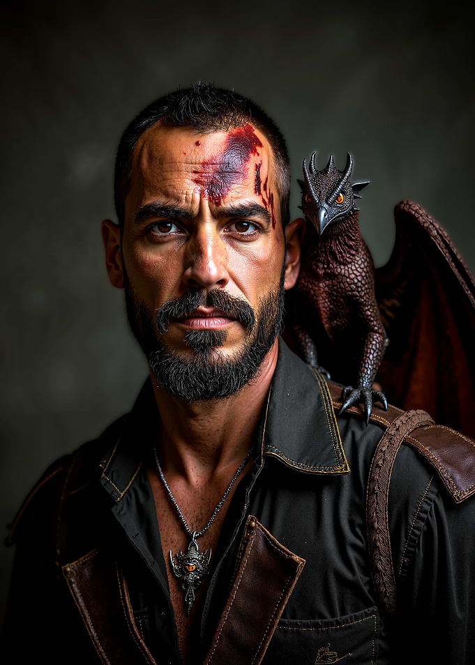 Man with Dragon Companion