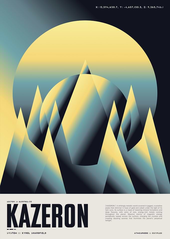 [ KAZERON ] Space Planet Graphic Poster