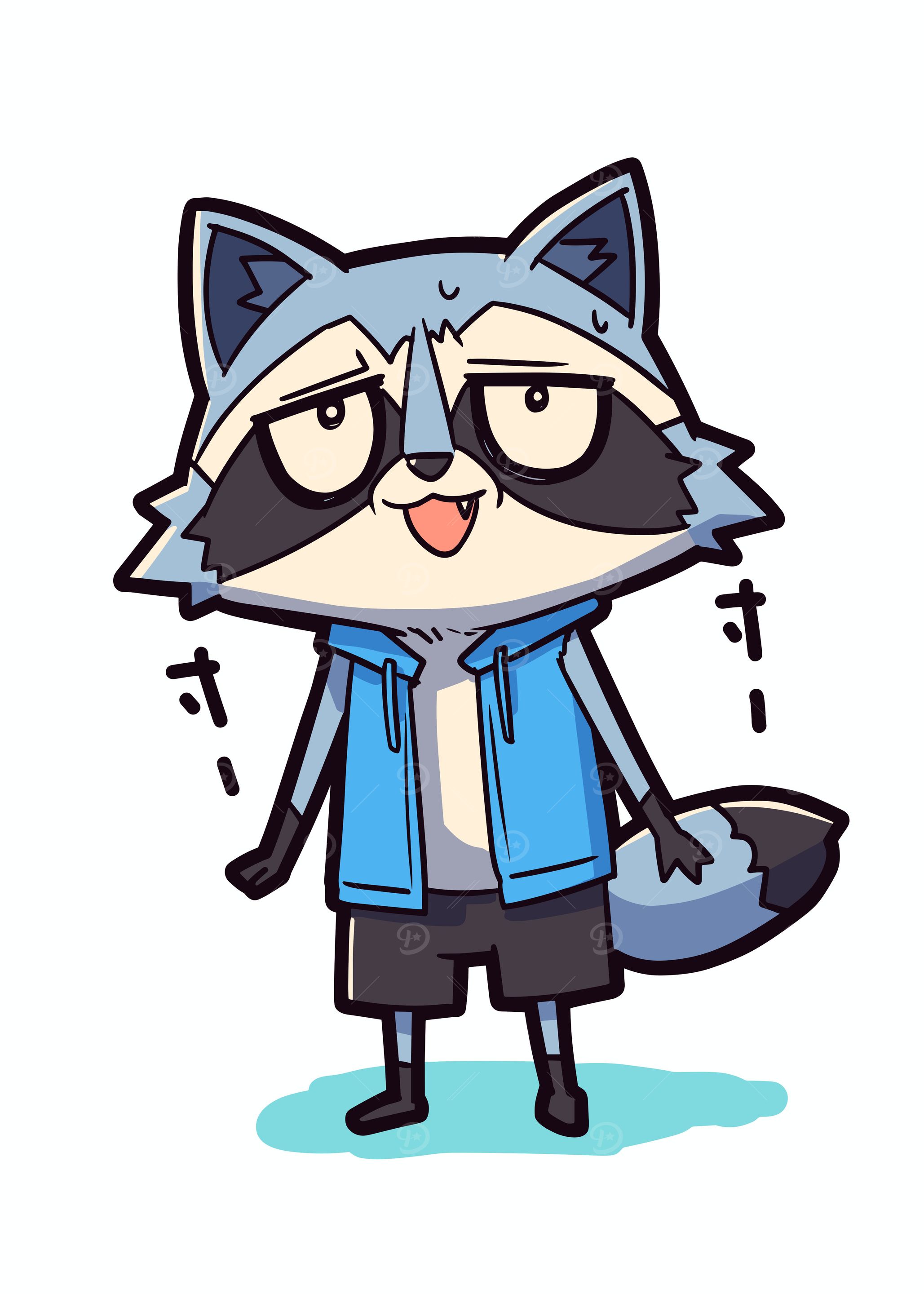 Raccoon in Blue Hoodie