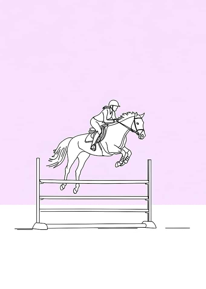Horse Jumping Minimalist Line Art