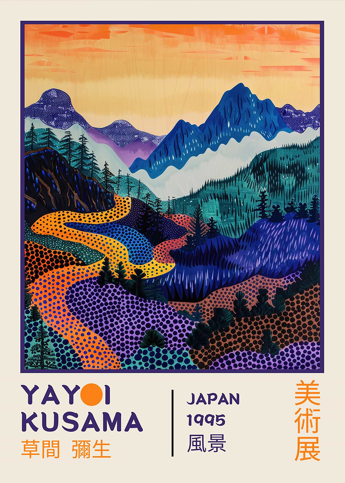 Yayoi Kusama Mountains Exhibition Poster